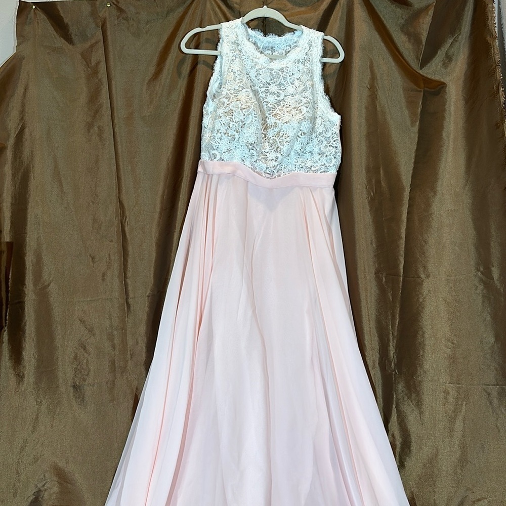 Hebeos Sleeveless Chiffon Dress Laced A-Line - Picture 2 of 7